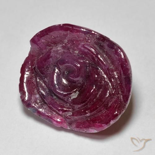 18.36ct طبيعي Medium Dark Reddish-Purple ياقوت الزوزيت, قص وردة, غير شفاف