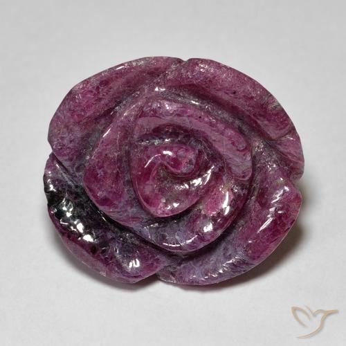22.77ct طبيعي أرجوانى متوسط ياقوت الزوزيت, قص وردة, غير شفاف