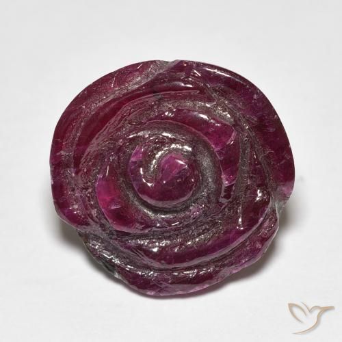 16.77ct طبيعي Medium Dark-Purple ياقوت الزوزيت, قص وردة, غير شفاف