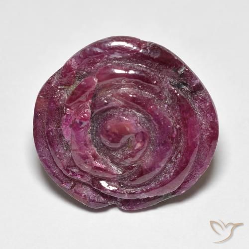 23.98ct طبيعي Medium Dark-Purple ياقوت الزوزيت, قص وردة, غير شفاف