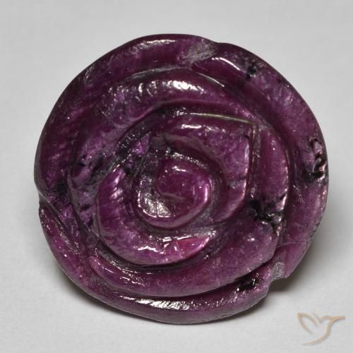 25.68ct طبيعي أرجوانى برقوقى ياقوت الزوزيت, قص وردة, غير شفاف