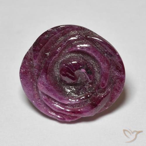 10.16ct طبيعي Medium Dark-Purple ياقوت الزوزيت, قص وردة, غير شفاف