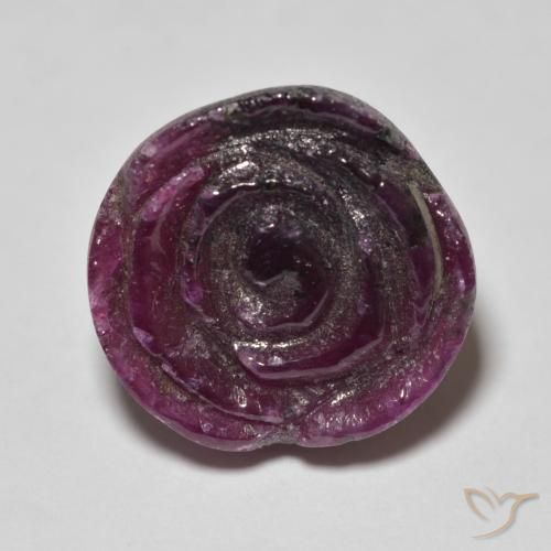15.45ct طبيعي أرجوانى متوسط ياقوت الزوزيت, قص وردة, غير شفاف