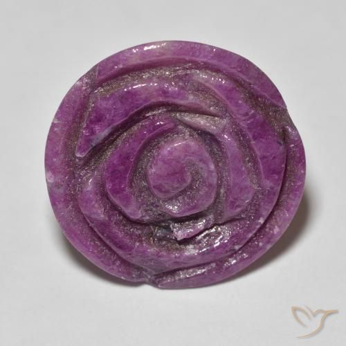 14.36ct طبيعي Medium Dark-Purple ياقوت الزوزيت, قص وردة, غير شفاف