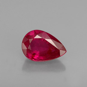 ياقوت أحمر طبيعي بلون وردي أحمر، وزن ‎1.05‎ قيراط، شكل شكل الكمثرى، مقاس ‎7.2x5.1‎ مم