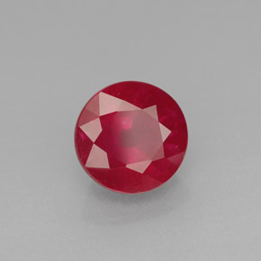 ياقوت أحمر طبيعي بلون أحمر، وزن ‎2.11‎ قيراط، شكل دائري، مقاس ‎7.18‎ مم