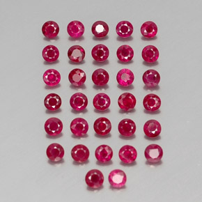 ياقوت أحمر طبيعي بلون وردي أحمر، وزن ‎‎ قيراط، شكل دائري، مقاس ‎2.86‎ مم