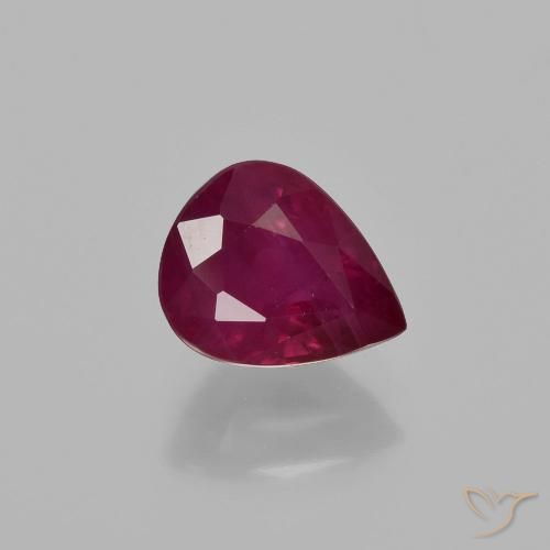 1.30ct طبيعي أحمر نبيذى غامق ياقوت, شكل الكمثرى, VS-SI