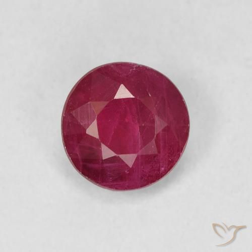 0.79ct طبيعي قرمزى غامق ياقوت, دائري, VS-SI