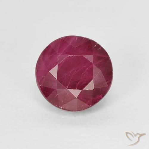 1.02ct طبيعي احمر غامق ياقوت, دائري, VS-SI