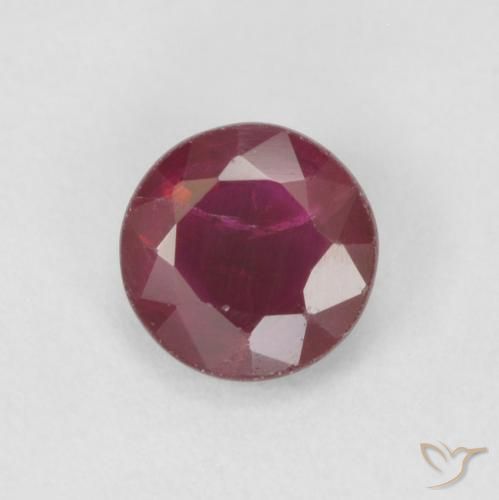0.40ct طبيعي أحمر غامق ياقوت, دائري, VS-SI