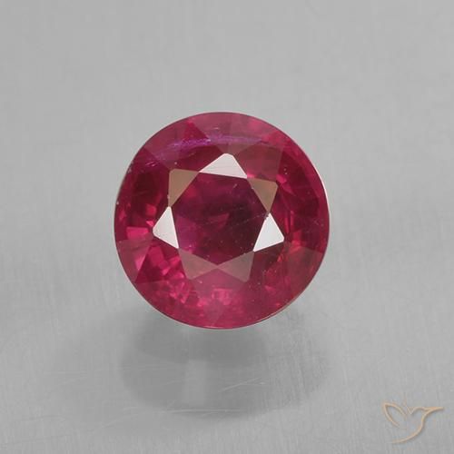 0.80ct طبيعي أحمر داكن-متوسط ياقوت, دائري, VS-SI
