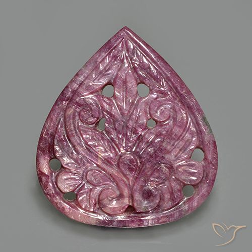 29.19ct طبيعي أرجوانى متوسط ياقوت, شكل الكمثرى, غير شفاف