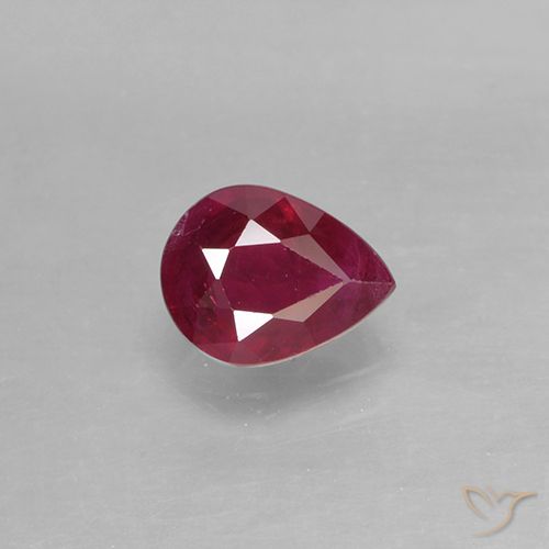 0.42ct طبيعي أحمر غامق ياقوت, شكل الكمثرى, VS-SI
