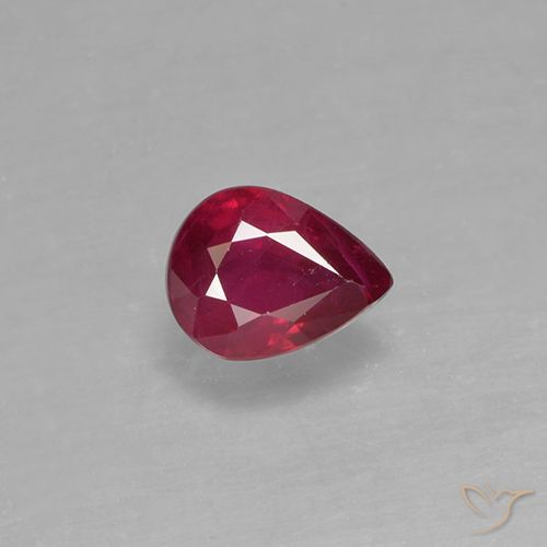 0.38ct طبيعي أحمر غامق ياقوت, شكل الكمثرى, VS-SI