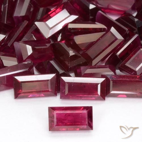 0.32ct طبيعي أحمر غامق ياقوت, باجيت, VS-SI