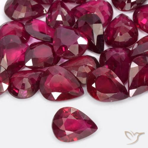 0.34ct طبيعي أحمر متوسط ياقوت, شكل الكمثرى, VS-SI