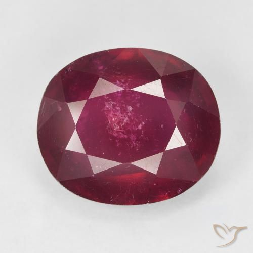 12.32ct طبيعي وردى محمر غامق ياقوت, بيضوي, VS-SI