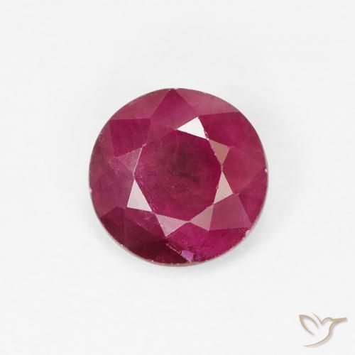 0.80ct طبيعي أحمر غامق ياقوت, دائري, VS-SI