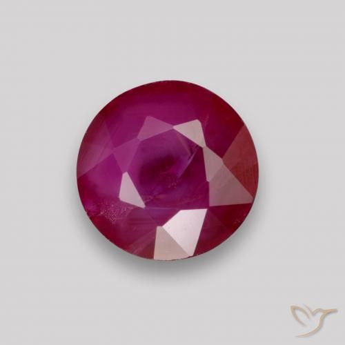 0.89ct طبيعي أحمر غامق ياقوت, دائري, VS-SI