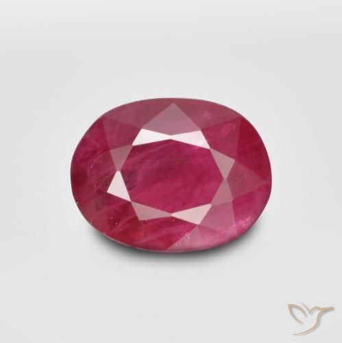 1.22ct طبيعي أحمر غامق ياقوت, بيضوي, SI