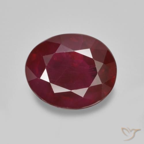 1.07ct طبيعي احمر غامق ياقوت, بيضوي, SI