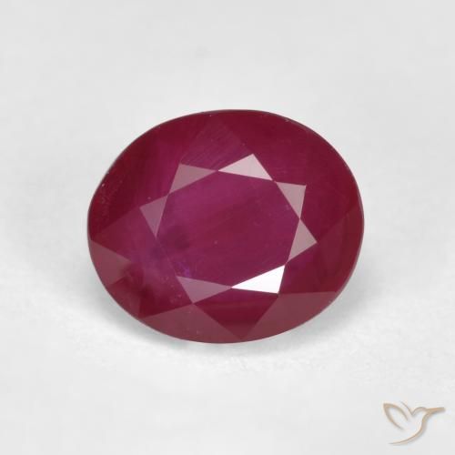 1.03ct طبيعي أحمر غامق ياقوت, بيضوي, VS-SI