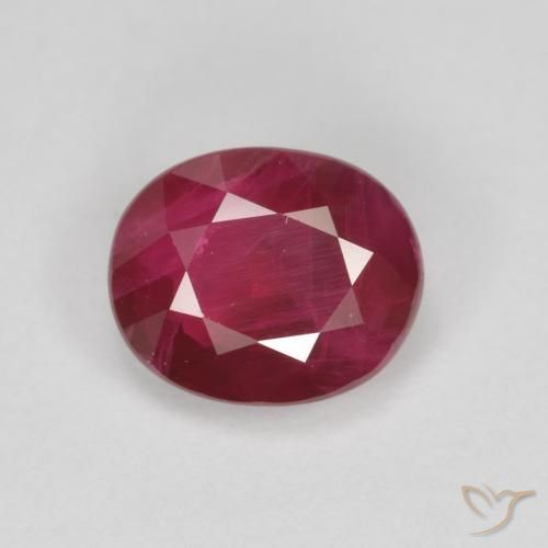 1.10ct طبيعي أحمر غامق ياقوت, بيضوي, SI