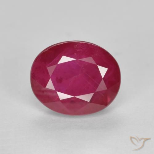 ياقوت أحمر وردى طبيعي، بيضوي، 1.12 قيراط، SI