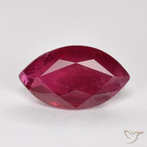 1.02ct طبيعي أحمر غامق ياقوت, ماركيز, SI
