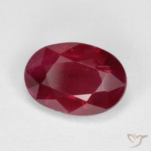 1.04ct طبيعي أحمر غامق ياقوت, بيضوي, SI
