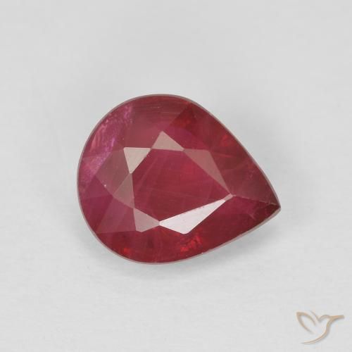 1.37ct طبيعي أحمر المربى ياقوت, شكل الكمثرى, SI