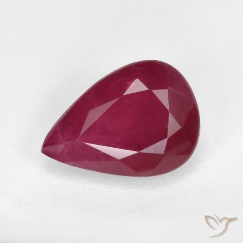 1.04ct طبيعي أحمر غامق ياقوت, شكل الكمثرى, VS-SI