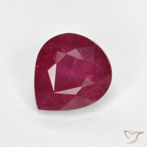 1.24ct طبيعي أحمر متوسط ياقوت, شكل الكمثرى, SI