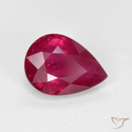 1.01ct طبيعي أحمر داكن-متوسط ياقوت, شكل الكمثرى, VS-SI