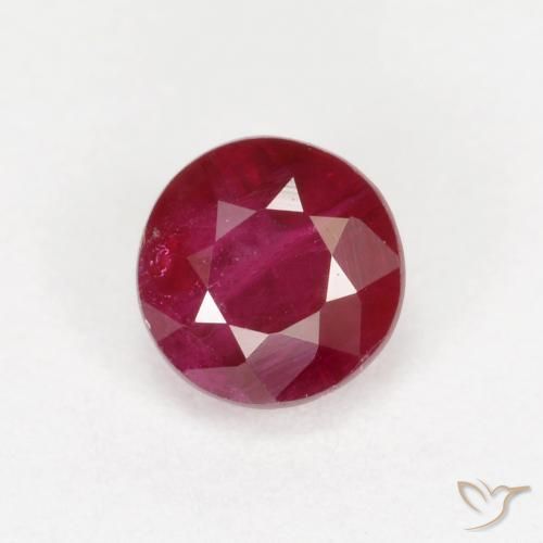 0.49ct طبيعي احمر غامق ياقوت, دائري, SI