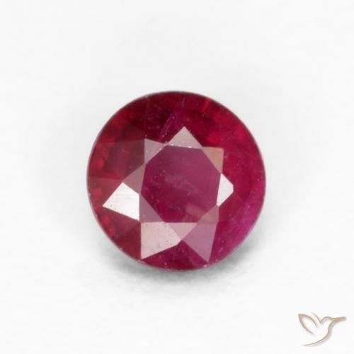 0.25ct طبيعي أحمر نبيذى غامق ياقوت, دائري, قليلا جدا