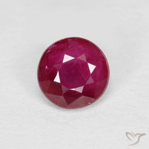 0.29ct طبيعي أحمر نبيذى غامق ياقوت, دائري, قليلا جدا