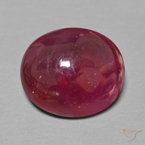 16.63ct طبيعي أحمر نبيذى غامق ياقوت, بيضوي, نصف شفاف