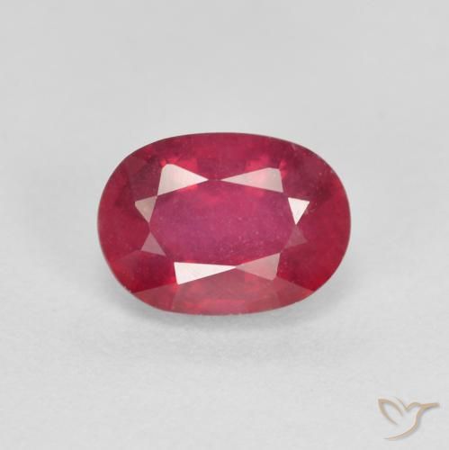 1.35ct طبيعي أحمر فاتح ياقوت, بيضوي, قليلا جدا