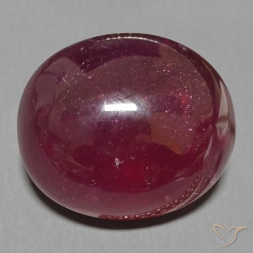 17.46ct طبيعي أحمر نبيذى غامق ياقوت, بيضوي, نصف شفاف