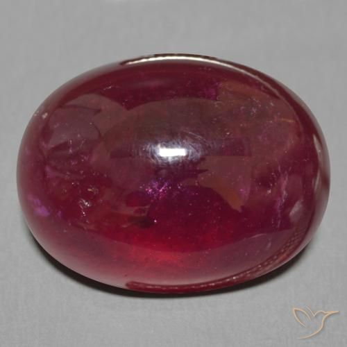 18.30ct طبيعي أحمر غامق ياقوت, بيضوي, نصف شفاف