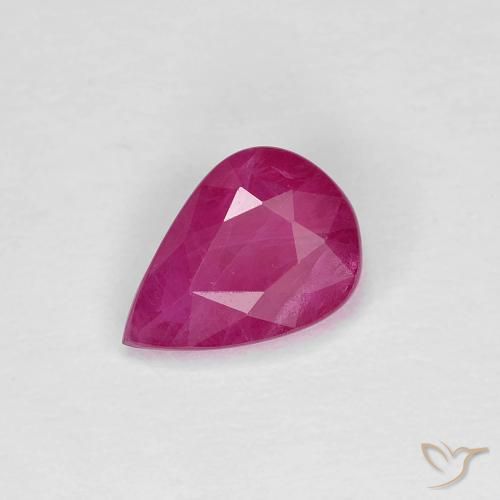 0.86ct طبيعي أحمر متوسط ياقوت, شكل الكمثرى, قليلا جدا