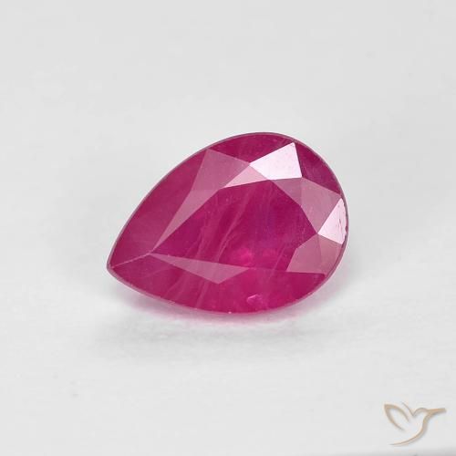 0.94ct طبيعي أحمر وردى ياقوت, شكل الكمثرى, قليلا جدا