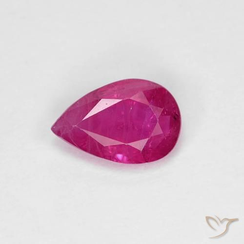 0.71ct طبيعي أحمر فاتح ياقوت, شكل الكمثرى, قليلا جدا