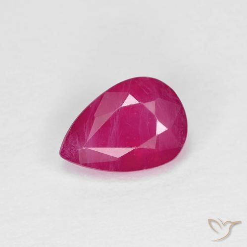 0.86ct طبيعي اوردي امحمر ياقوت, شكل الكمثرى, قليلا جدا
