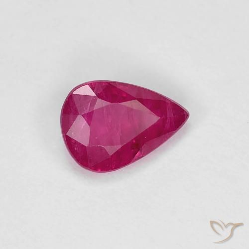 0.84ct طبيعي أحمر وردى ياقوت, شكل الكمثرى, قليلا جدا