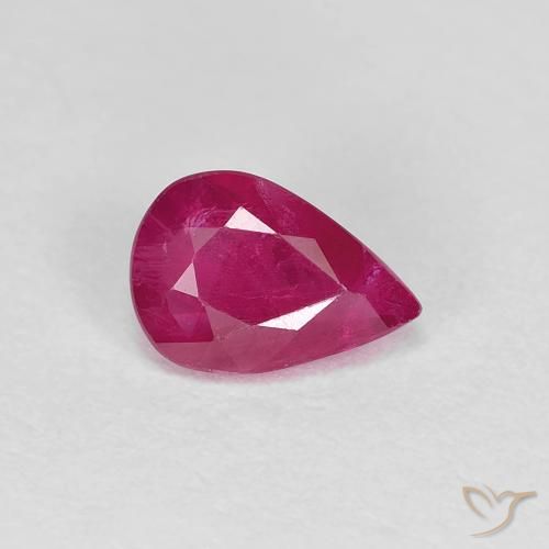 0.79ct طبيعي أحمر وردى ياقوت, شكل الكمثرى, قليلا جدا
