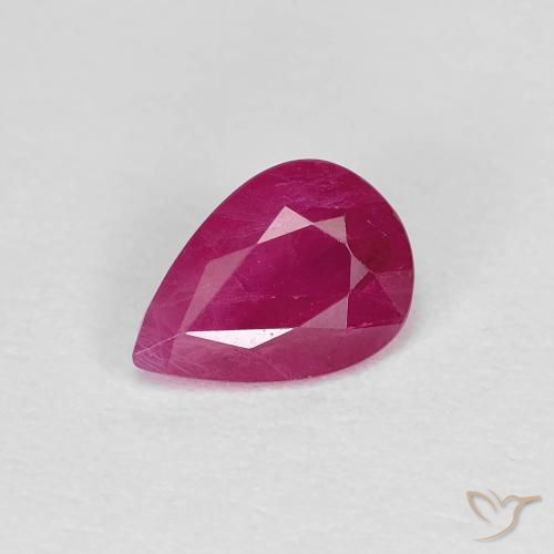 0.95ct طبيعي أحمر متوسط ياقوت, شكل الكمثرى, قليلا جدا