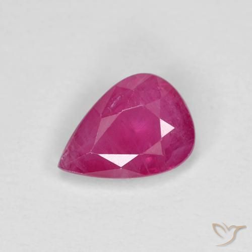 0.78ct طبيعي أحمر وردى ياقوت, شكل الكمثرى, قليلا جدا